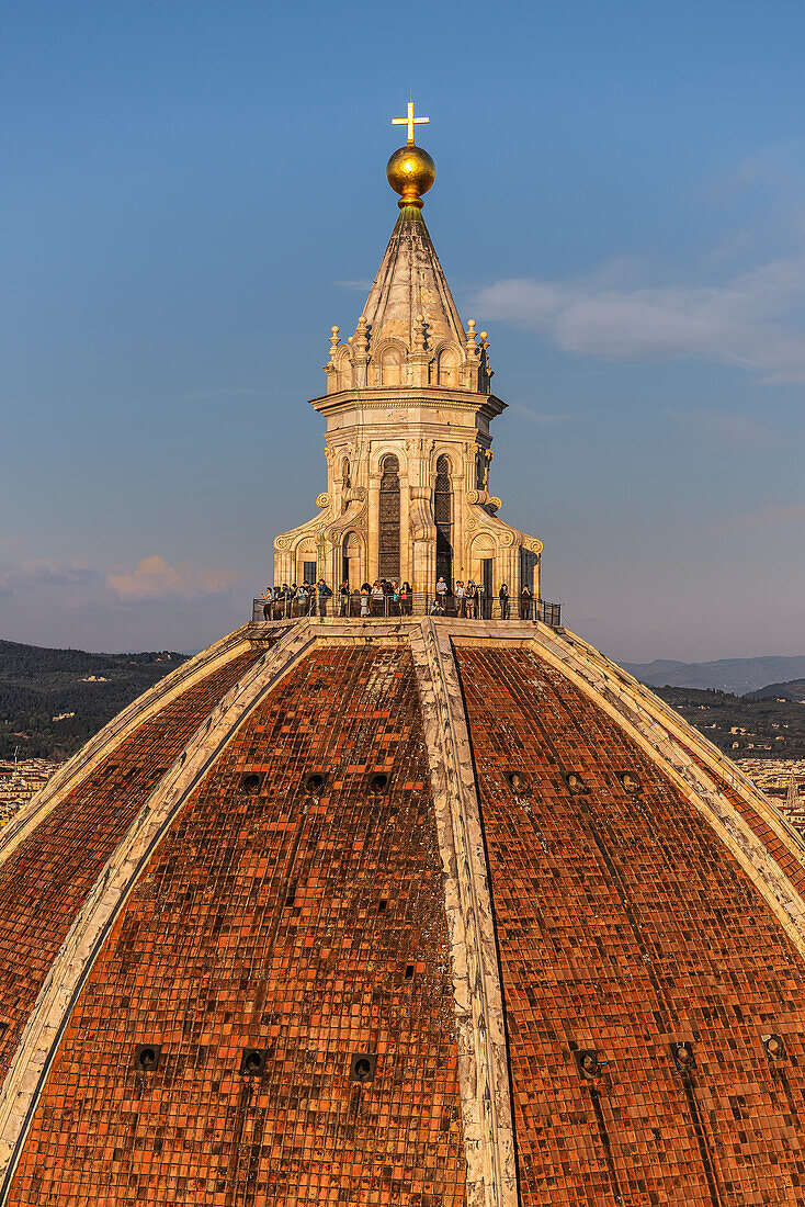 Blick vom Glockenturm Campanile des Doms auf Kuppel, Duomo Santa Maria del Fiore, Dom, Kathedrale, Florenz, Toskana, Italien, Europa