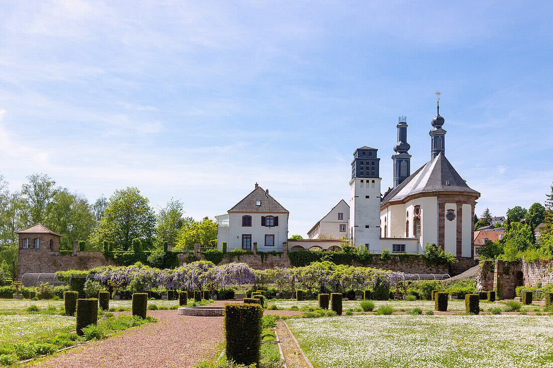 Blieskastel, baroque palace church with a view from the baroque garden of the Orangery, Saarpfalz district in Saarland in Germany