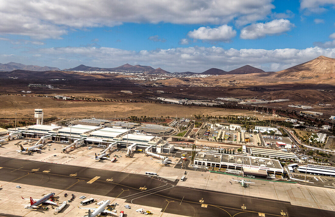 Lanzarote Flughafen, Airport, Luftaufnahme, Kanarische Inseln, Kanaren, Spanien