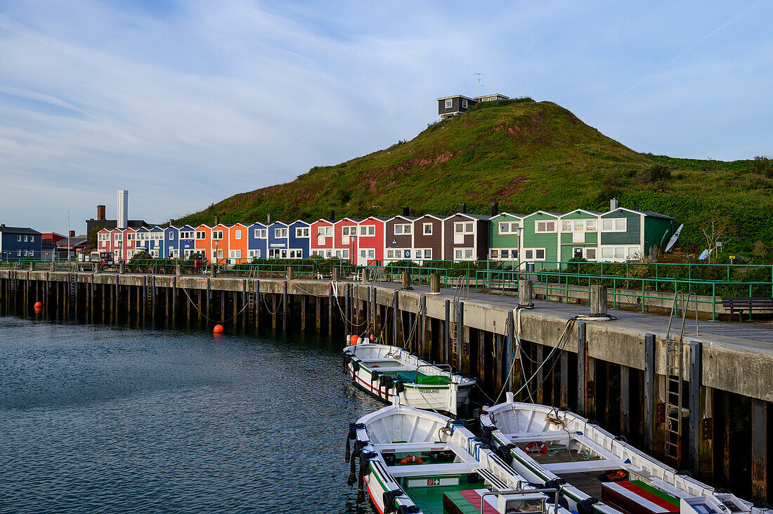 Lobster shacks at the harbour, Helgoland, North Sea, North Sea Coast, German, Bay, Schleswig Holstein, Germany, Europe,