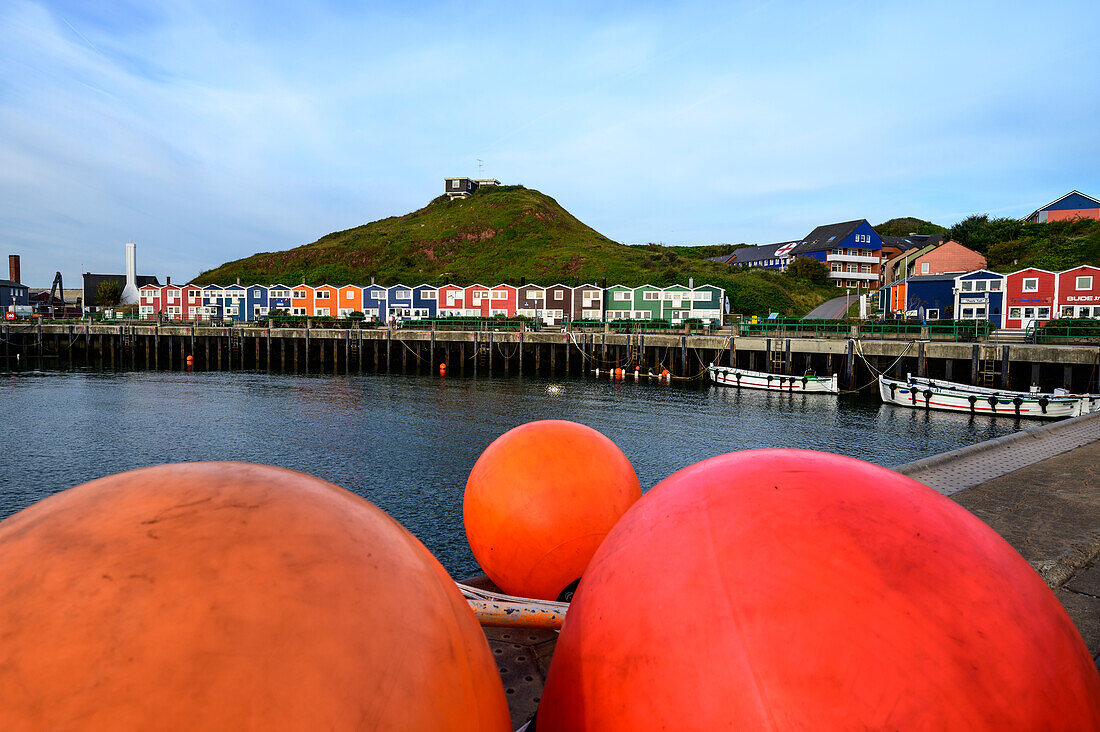 Lobster shacks at the harbour, Helgoland, North Sea, North Sea Coast, German, Bay, Schleswig Holstein, Germany, Europe,