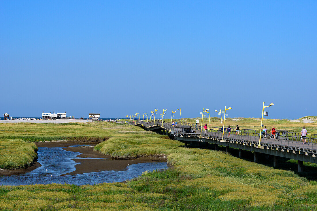 An der Seebrücke, St. Peter Ording, Nordfriesland, Nordseeküste, Schleswig Holstein, Deutschland, Europa