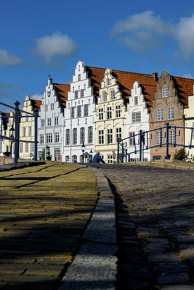 Giebelhäuser in der Altstadt, Friedrichstadt, Nordfriesland, Nordseeküste, Schleswig Holstein, Deutschland, Europa