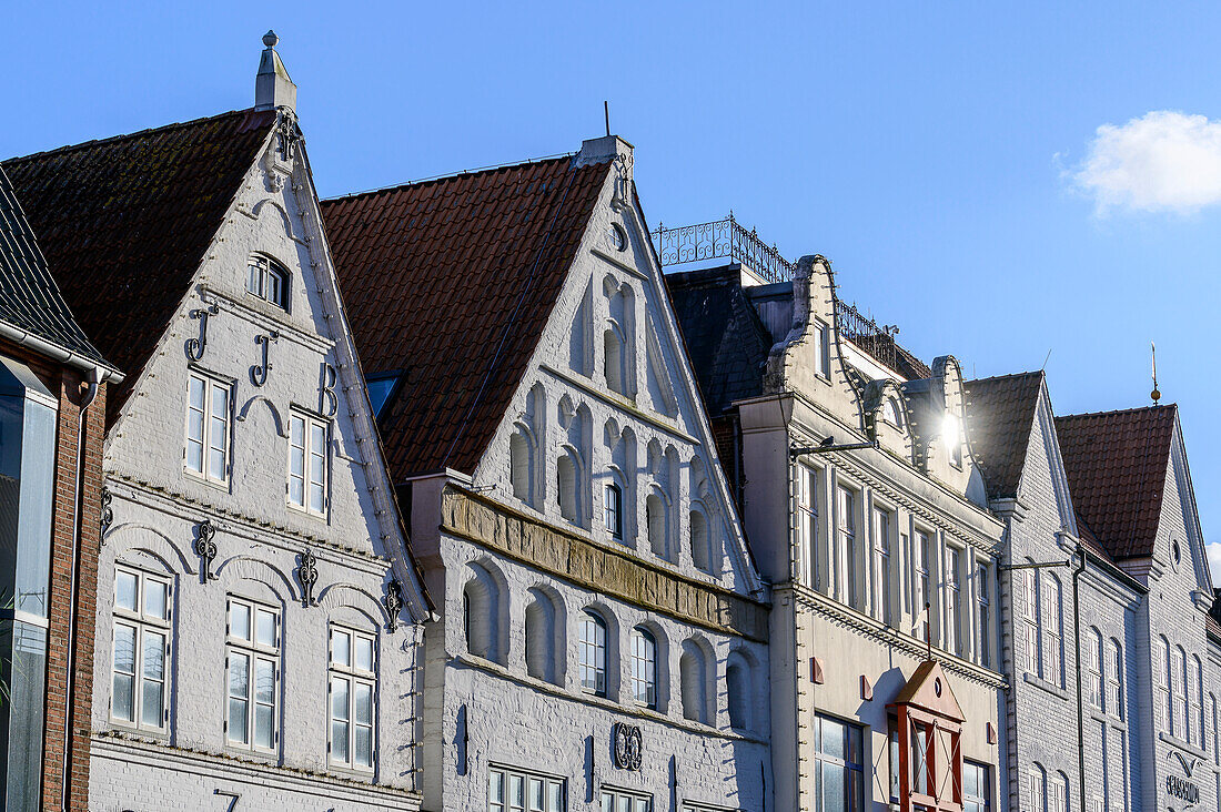 Häuserfront Altstadt, Husum, Nordfriesland, Nordseeküste, Schleswig Holstein, Deutschland, Europa