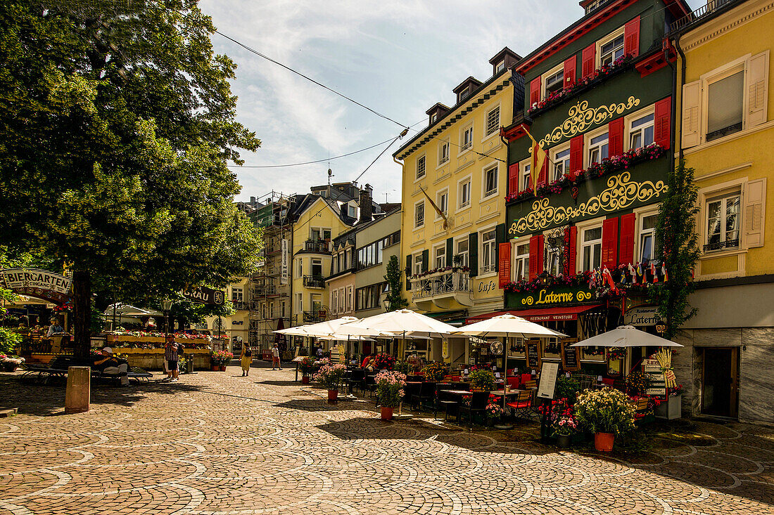 Restaurants in the old town of Baden-Baden, Baden-Wurttemberg, Germany
