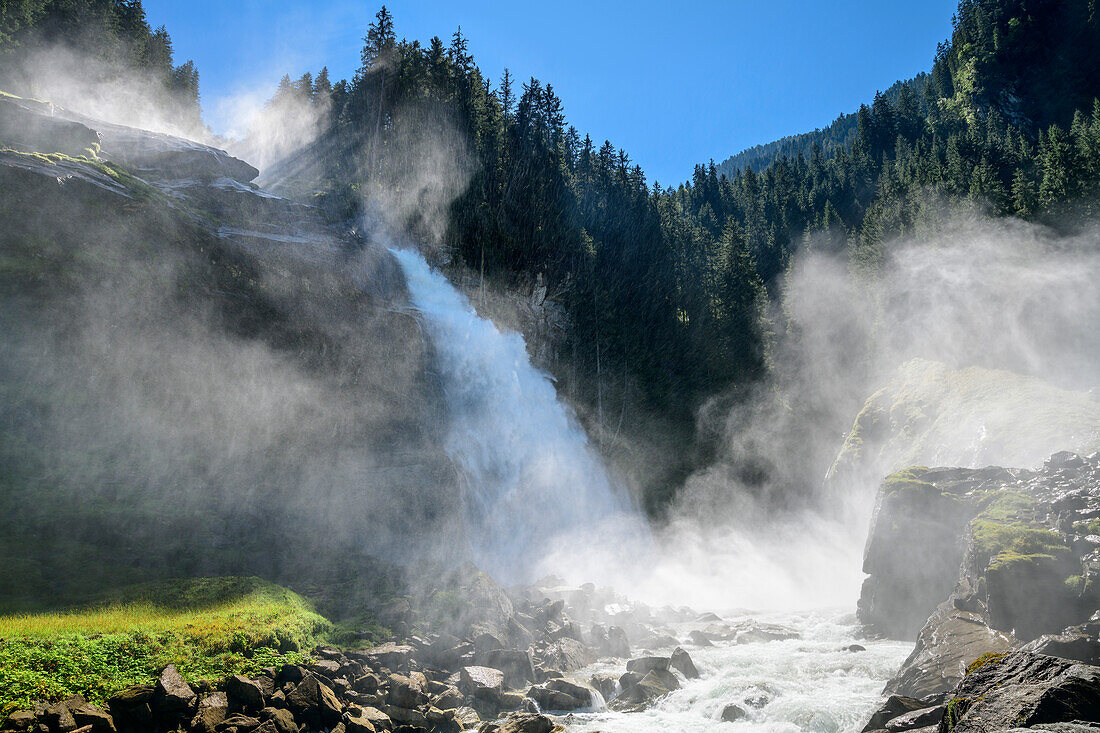 Krimml Waterfalls, Hohe Tauern National Park, Hohe Tauern, Zillertal Alps, Salzburg, Austria