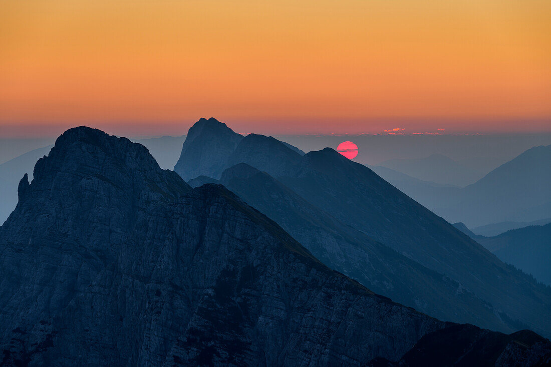 Sunrise at Veliki vrh, Veliki vrh, high tower, Karawanken, Slovenia, Carinthia, Austria