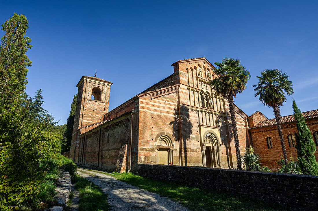 Springtime at the charming Abbazia di Vezzolano, Piedmont, Italy, Europe