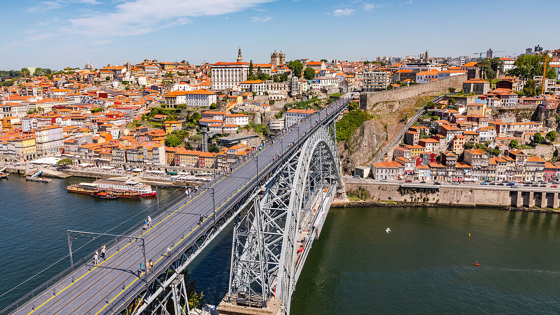 Panoramic view of Porto with the old town from the viewpoint over the Douro at Mosteiro da Serra do Pilar, Portugal