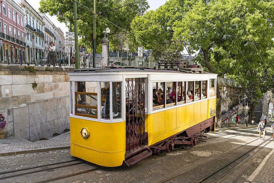 One of the famous funiculars in Lisbon, Portugal