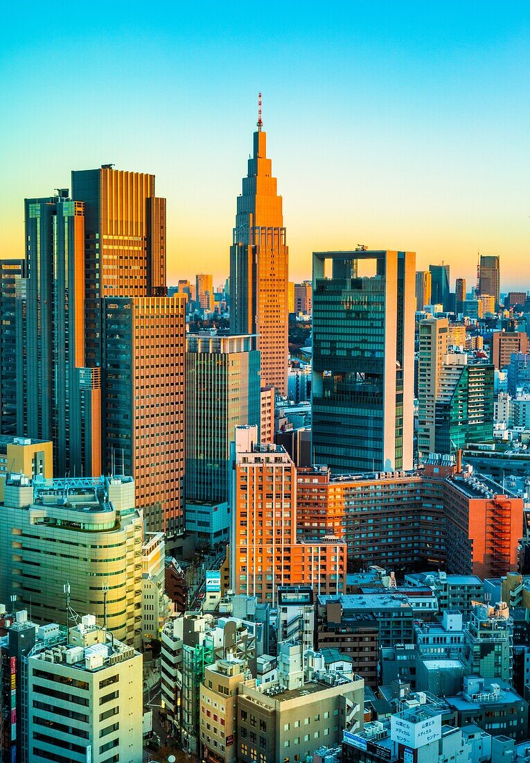 Japan,Tokyo City,Shinjuku ward,Shinjuku Station South Side skyline.