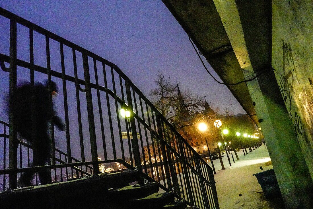 Stockholm, Schweden Eine Treppe auf Gamla Stan.