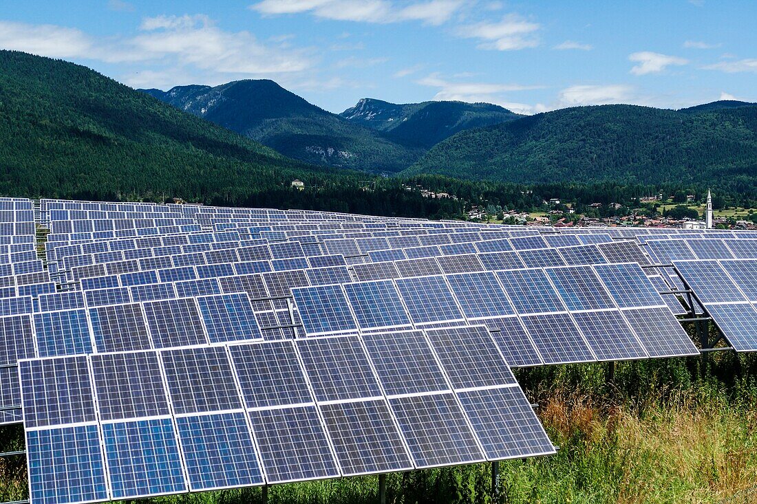 Asiago,Italy Veneto region. Solar panels.