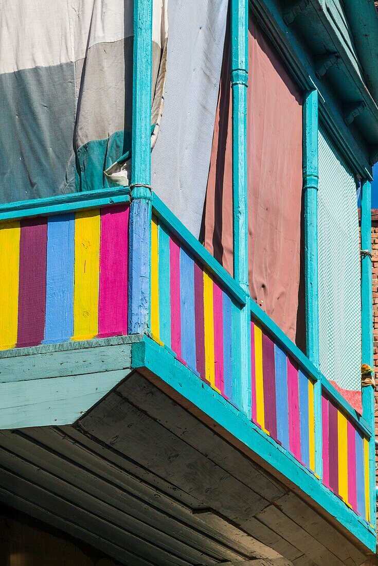 Georgia,Tbilisi,Old Town,colorful balcony detail.