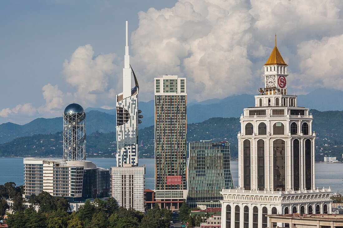 Georgia,Batumi,high angle view of city skyline.