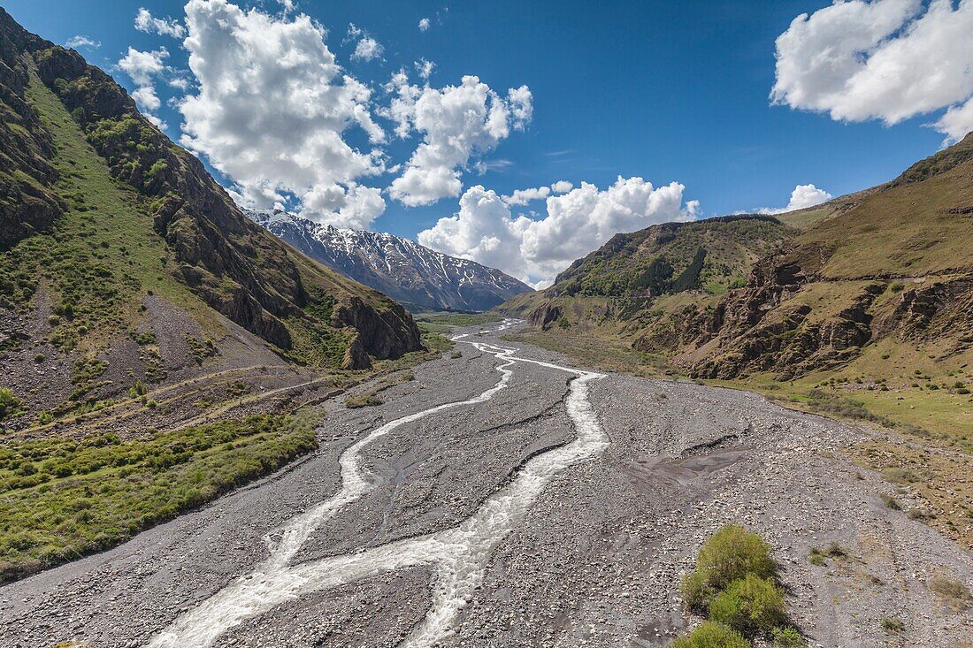 Georgia, Georgian Military Highway, Kazbegi-Stepantsminda, Tergi River Valley.