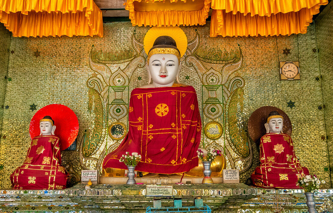 Buddha statues in Shwedagon Pagoda Myanmar