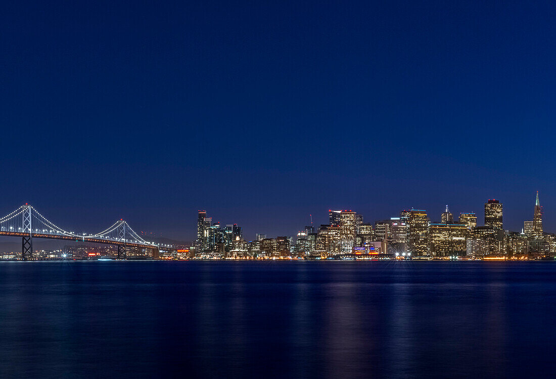 San Francisco seen across the water at twilight.
