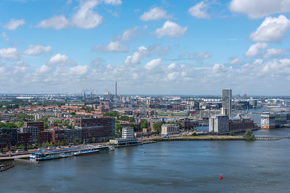 View from A'DAM Tower on Amsterdam, Noord district, Amsterdam, North Holland, Netherlands
