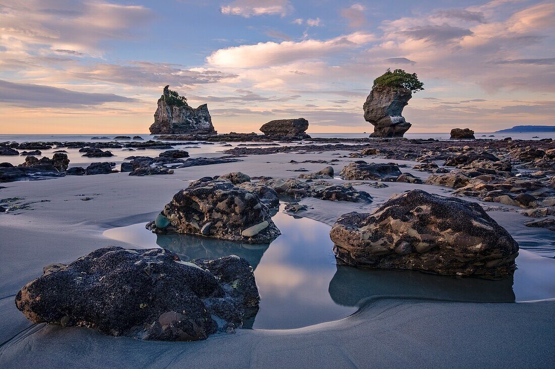 Motukiekie Beach, Greymouth, Südinsel, Neuseeland.