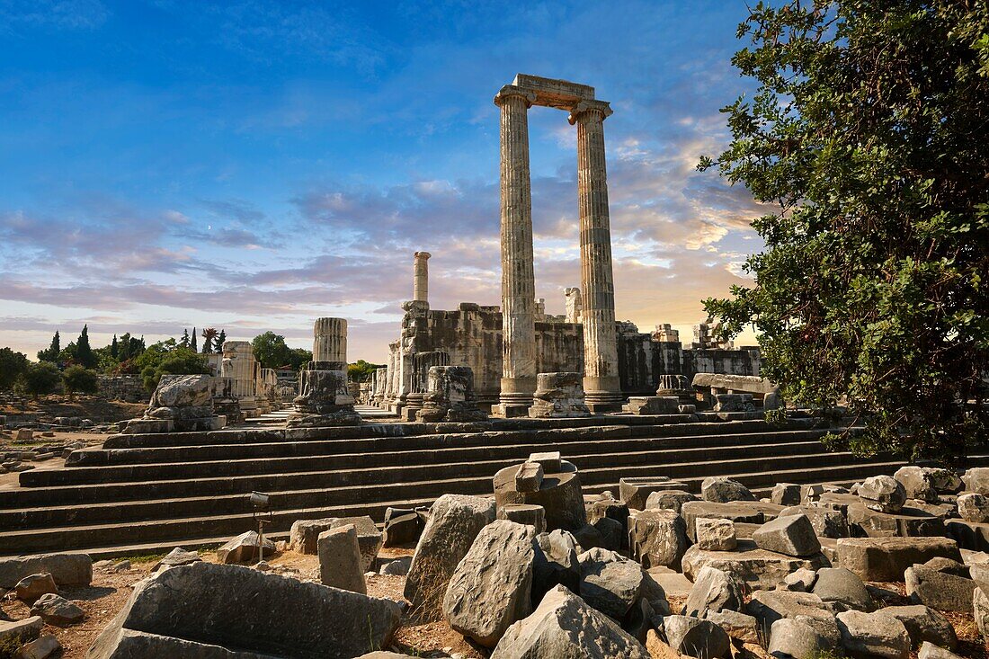 Bild der Ruinen des antiken ionischen griechischen Didyma-Tempels von Apollo und Heimat des Orakels von Apollo. Auch bekannt als das Didymaion, das um 550 v. Chr. fertiggestellt wurde. Das moderne Didim in der Provinz Aydin, Türkei.