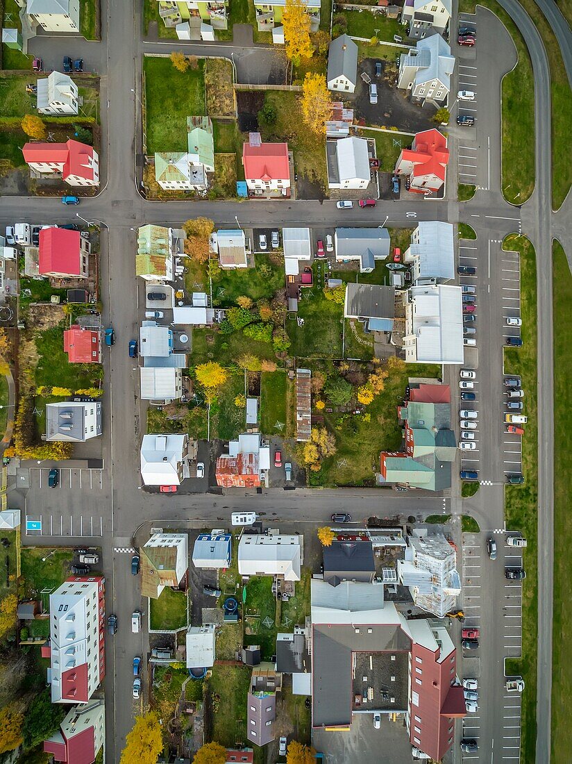 Akureyri im Herbst, Nordisland.