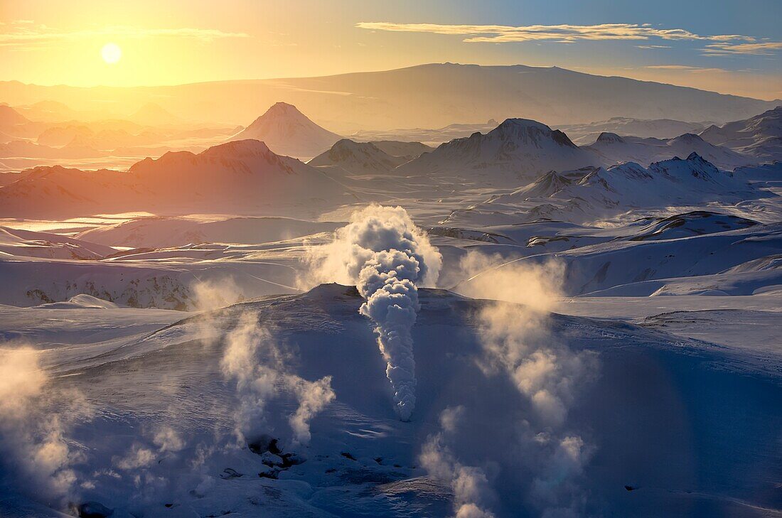 Geothermalgebiet, Hrafntinnusker, Central Highlands, Island.