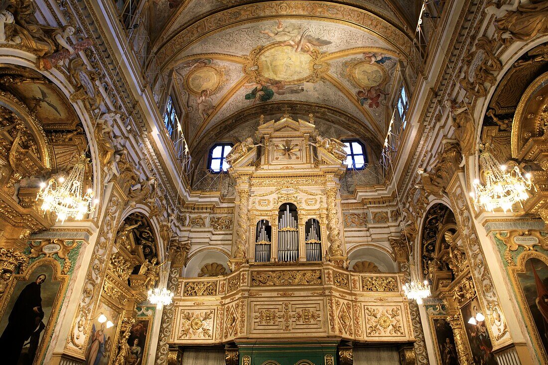 Santa Lucia church inside in Serra San Quirico village,Ancona,Marche,Italy.