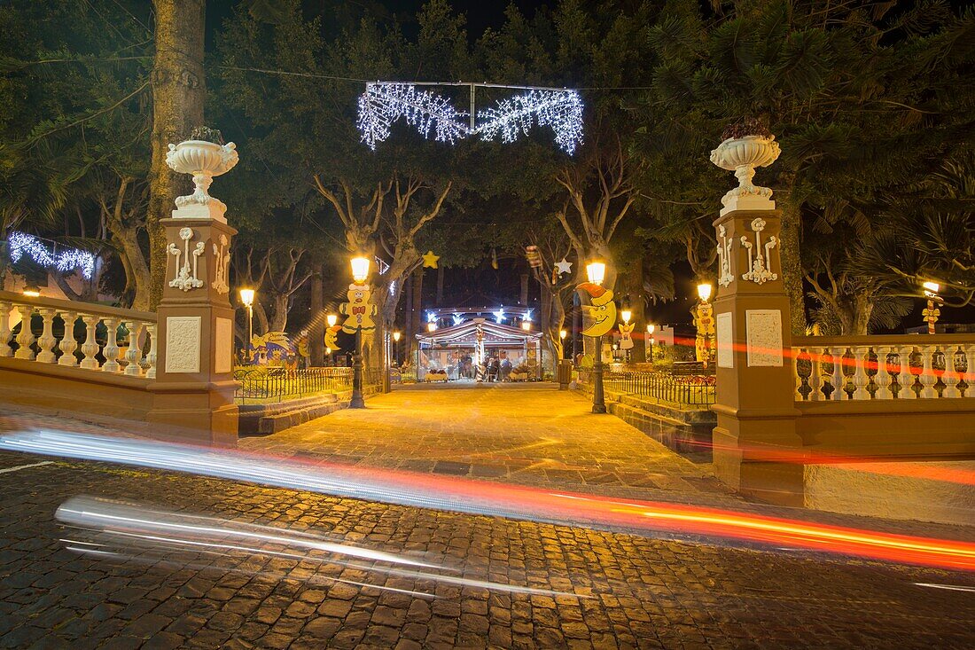 Icod de los Vinos by night Tenerife Canary islands Spain on January 3,2019.