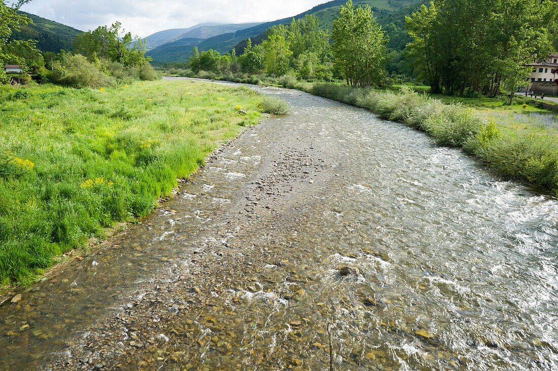 Oja river in Ezcaray village in La Rioja Spain.