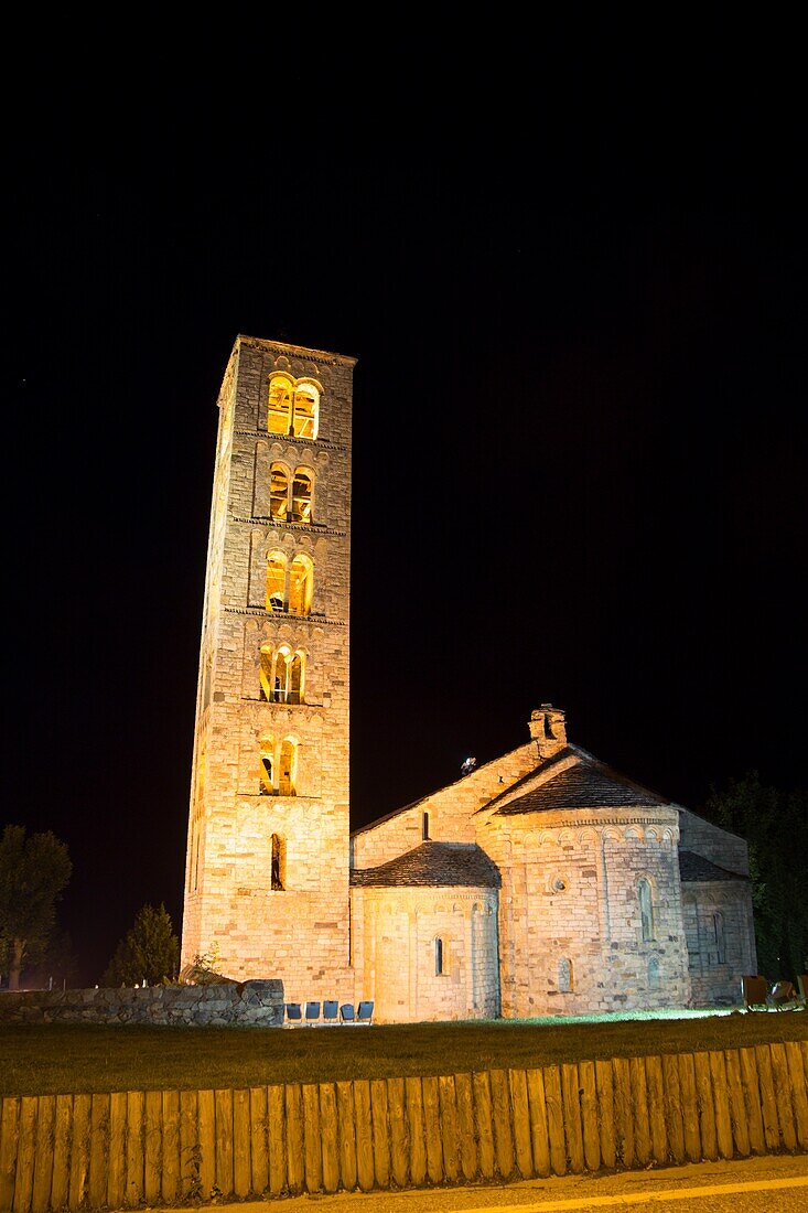 Dorf San Climent de Taull bei Nacht Boi-Tal Lleida Katalonien Spanien.