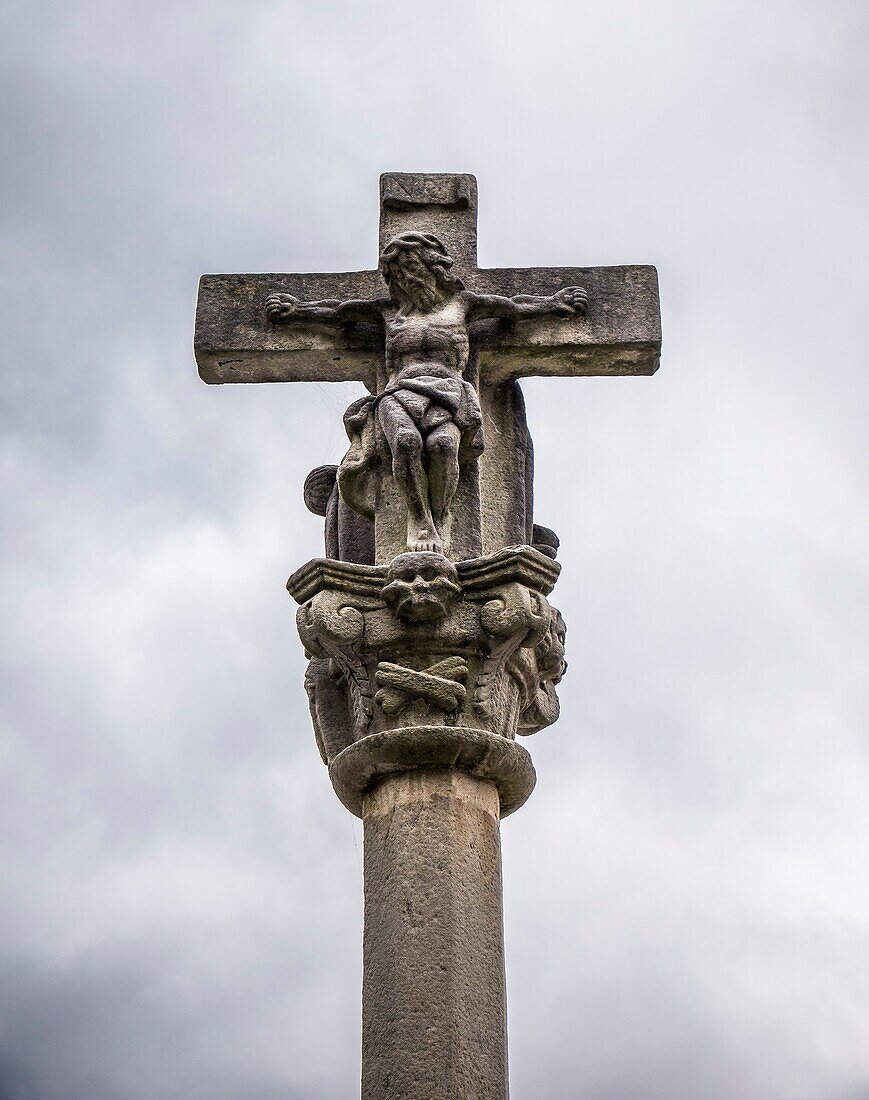 Cruceiro und Combarro. Pontevedra. Galicien. Spanien.