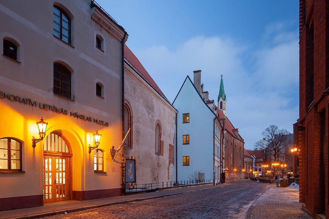 Winter evening in Riga old town,Latvia.
