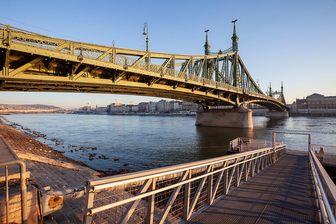 Morning at Freedom Bridge in Budapest,Hungary.