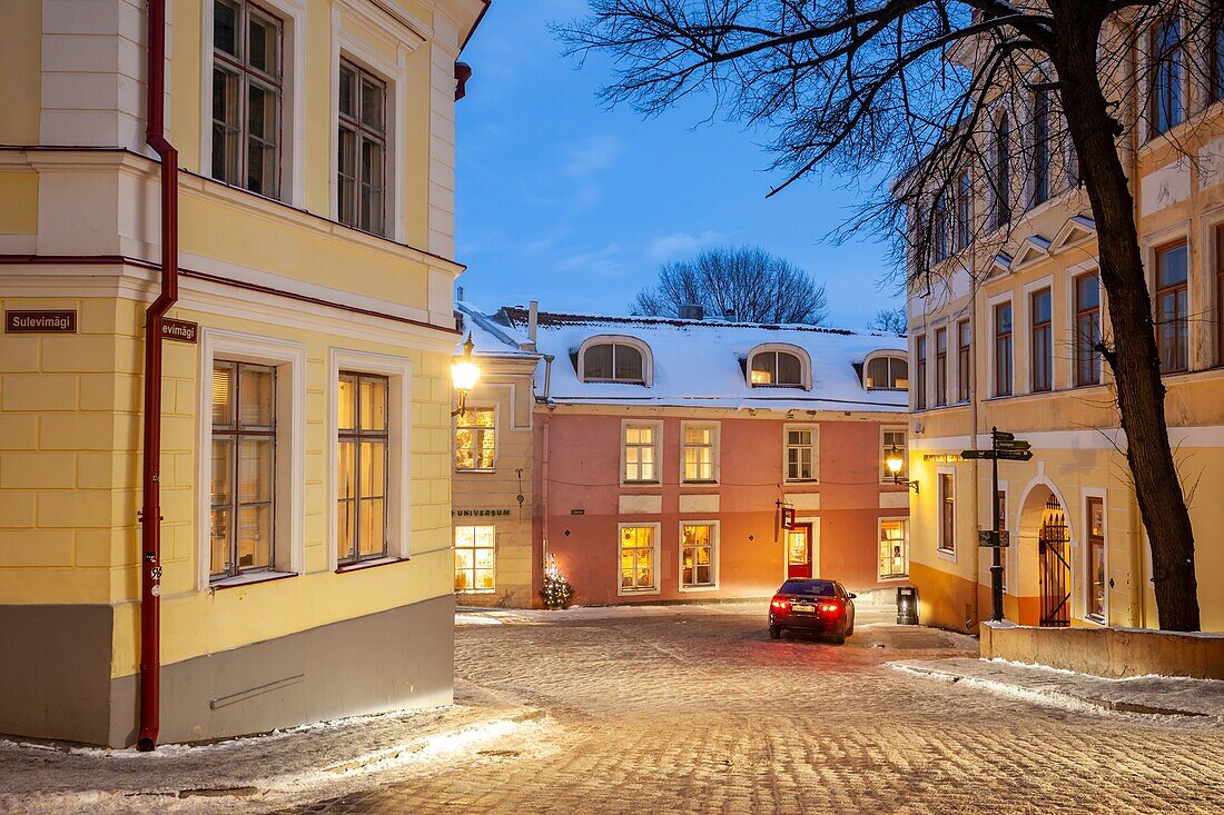 Winter evening in Tallinn old town,Estonia.