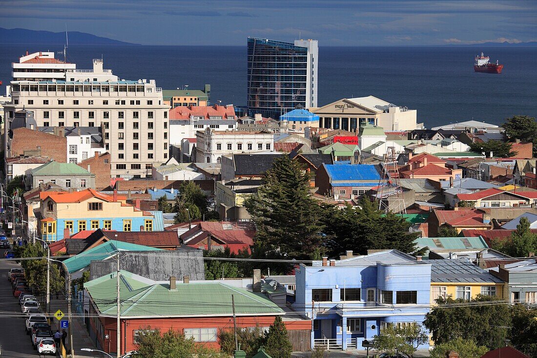 Chile,Magallanes,Punta Arenas,skyline,Strait of Magellan,.