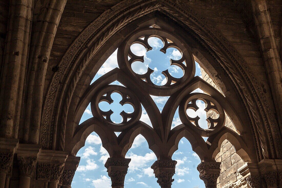 Alte Kathedrale, Kreuzgang, Catedral de Santa Maria de la Seu Vella, gotischer Stil, ikonisches Denkmal in der Stadt Lleida, Katalonien. Spanien.