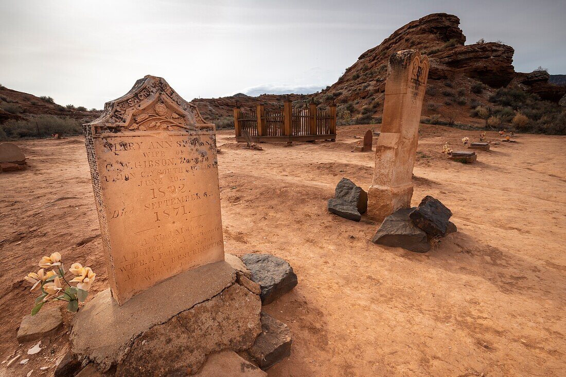 Grabsteine auf dem Grafton Cemetery, Geisterstadt Grafton, Utah, USA.