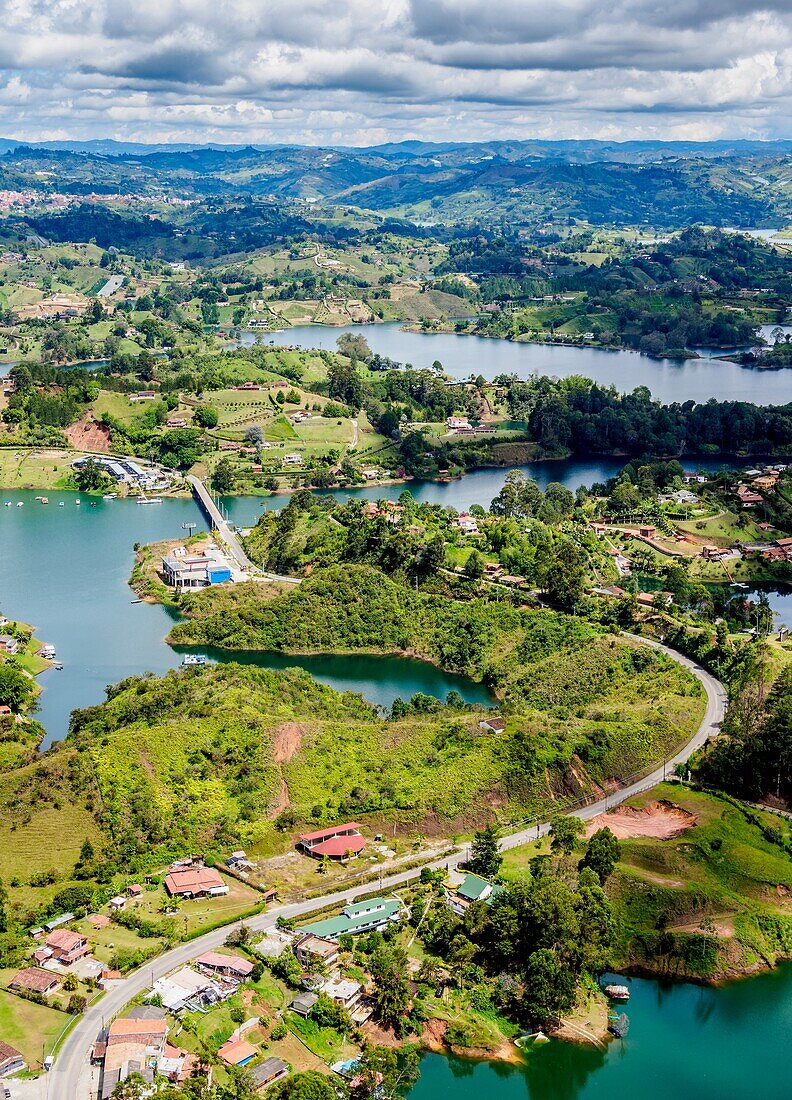 Embalse del Penol,elevated view from El Penon de Guatape,Rock of Guatape,Antioquia Department,Colombia.