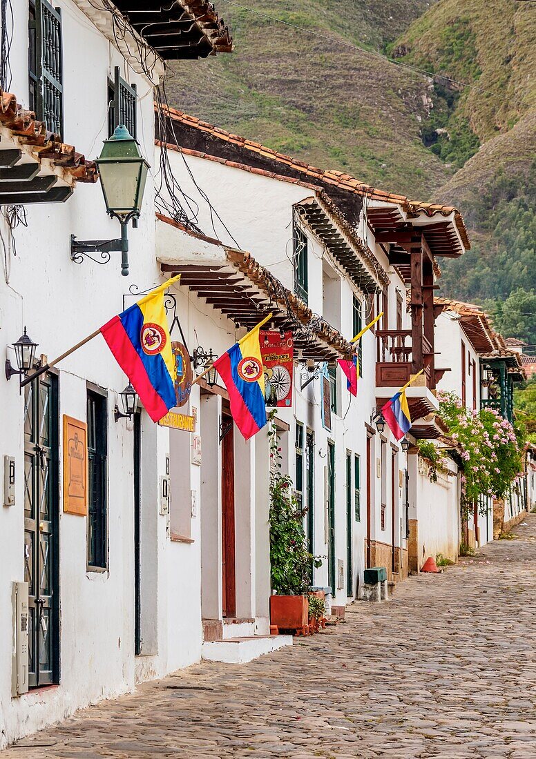 Straße von Villa de Leyva, Abteilung Boyaca, Kolumbien.