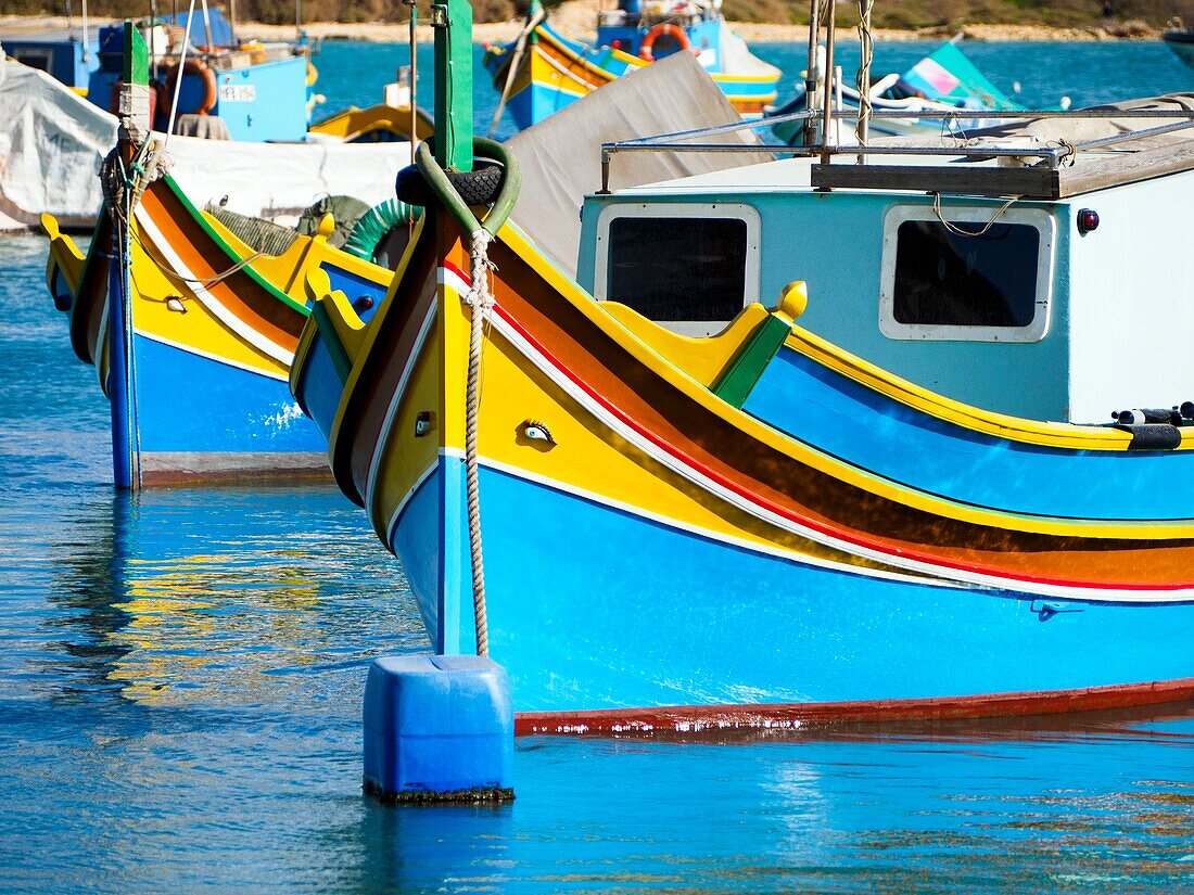 Luzzu traditional Maltese fishing boat - Marsaxlokk,Malta.