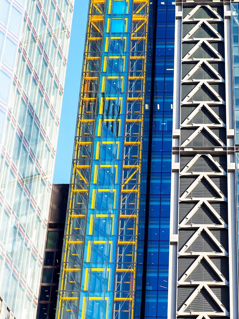 Close up of modern buildings in the City of London - England.