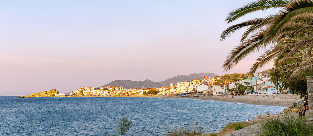 Kokkari, old town at sunset on Samos island in Greece