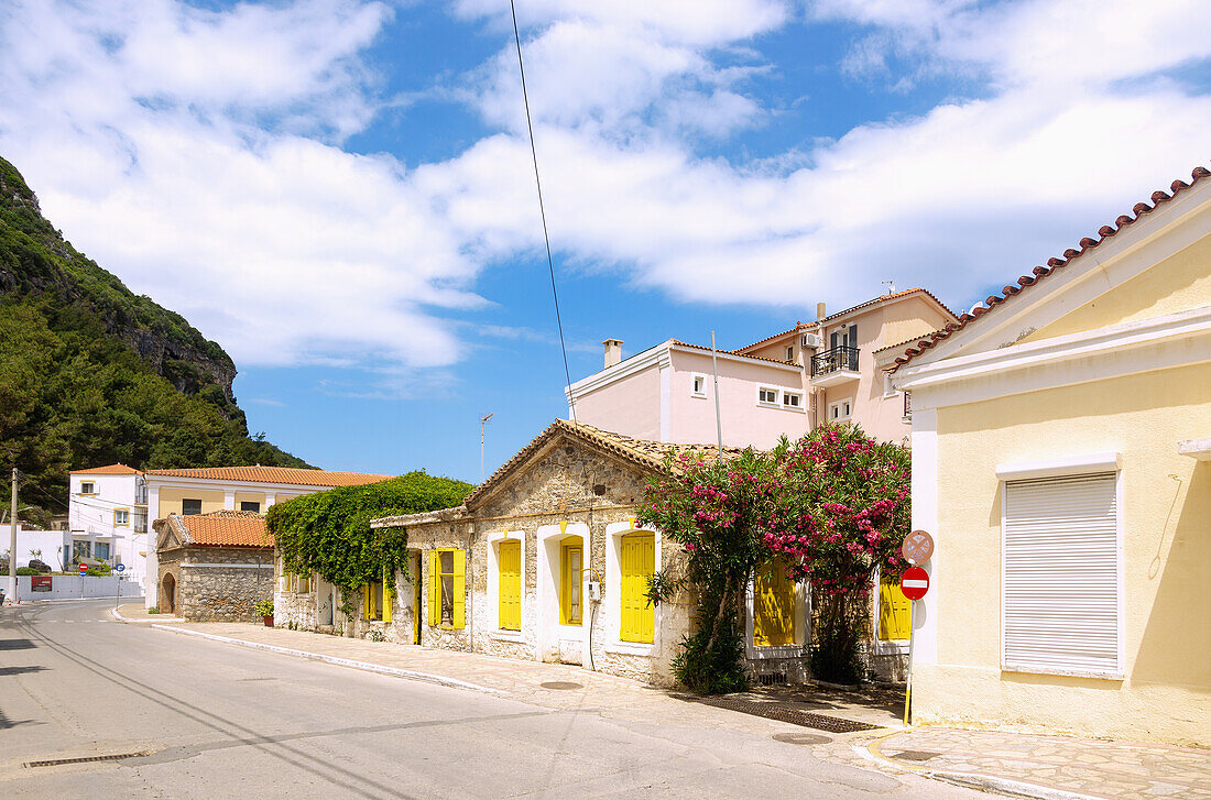 Neo Karlovassi, Kon/nou Kanari street towards the port on the island of Samos in Greece