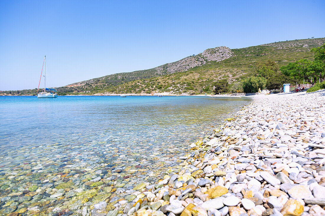 Pebble beach in Posidonio on the east of Samos island in Greece