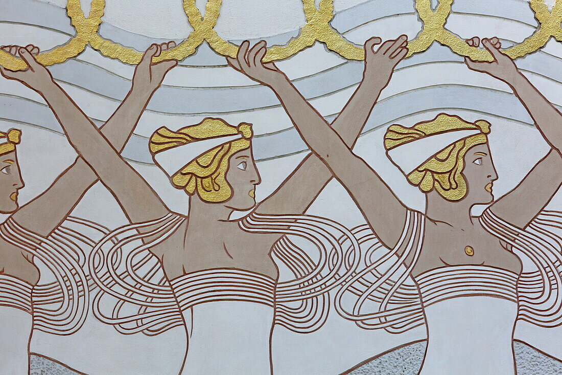 Frieze with dancers on the exterior facade of the exhibition hall of the Vienna Secession by Joseph Maria Olbrich, Vienna, Austria