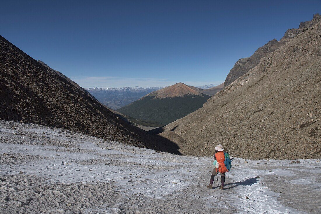 Crossing Penon Pass in the Cerro Castillo Reserve,Aysen,Patagonia,Chile.