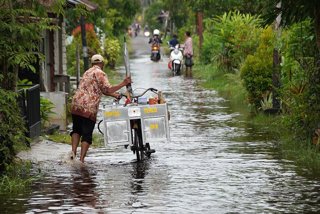 King tide in Kampung Mempawah,West Kalimantan,Indonesia