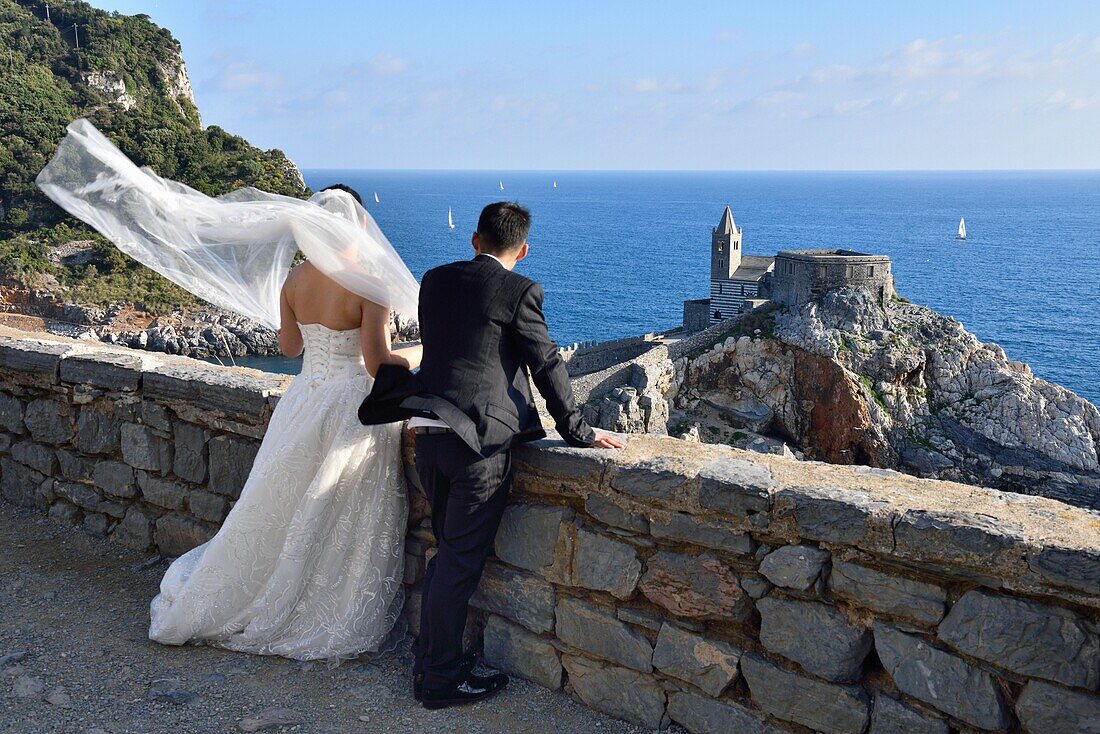 Italy,Liguria,World Heritage Site,Porto Venere,Chinese newly weds.