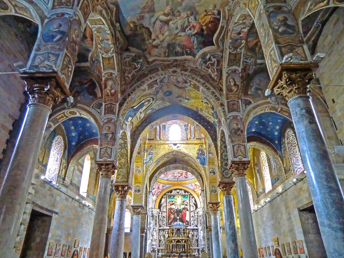 Kirche Santa Maria dell'Ammiraglio detta la Martorana, Italien, Sizilien, Palermo.